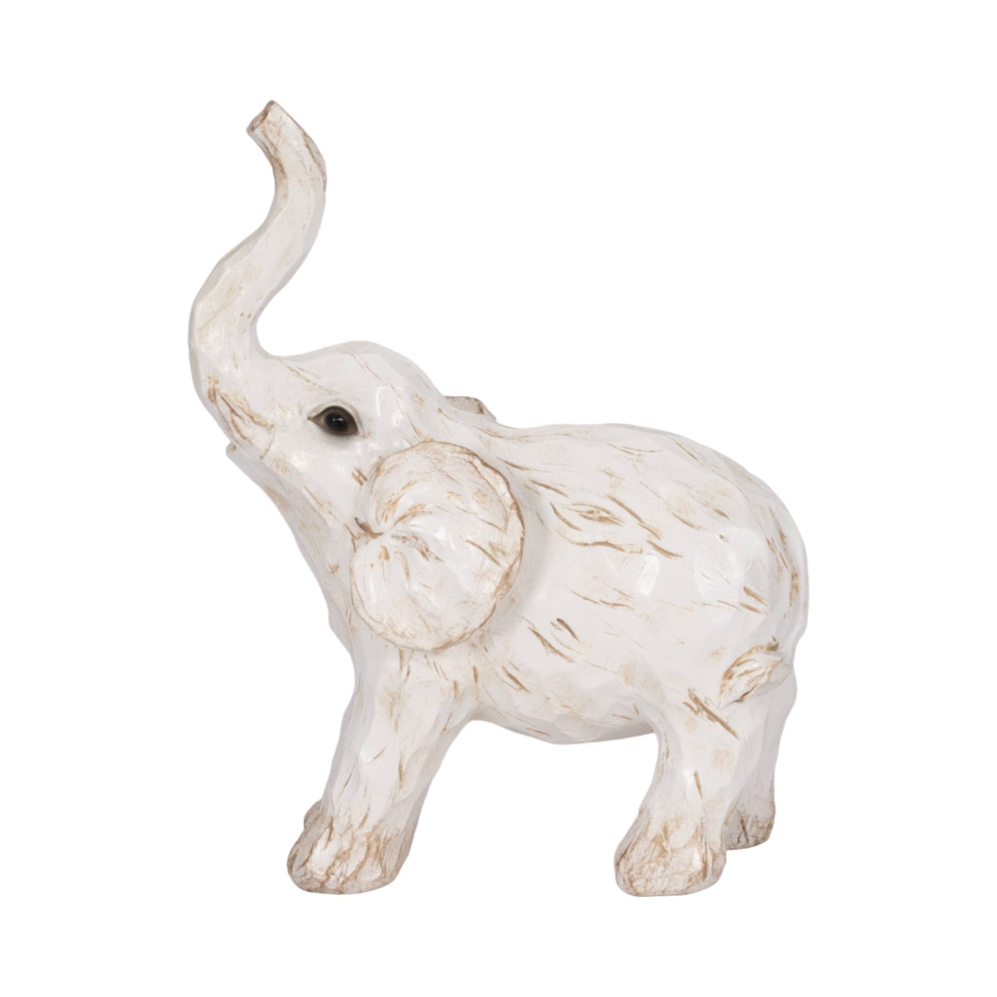 Resin Elephant Statue Decorative Sculpture - White, 8 in.