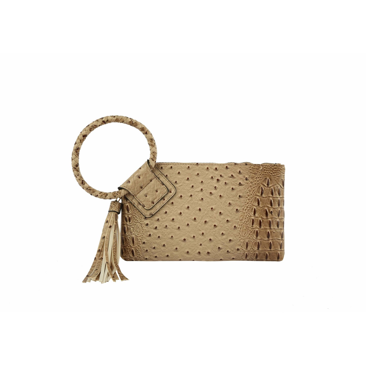 HF  Tassel Accented Embossed Wristlet Clutch  JYV-0374