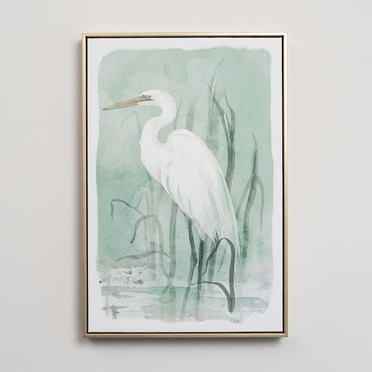 White Heron Framed Canvas Print, Left Facing