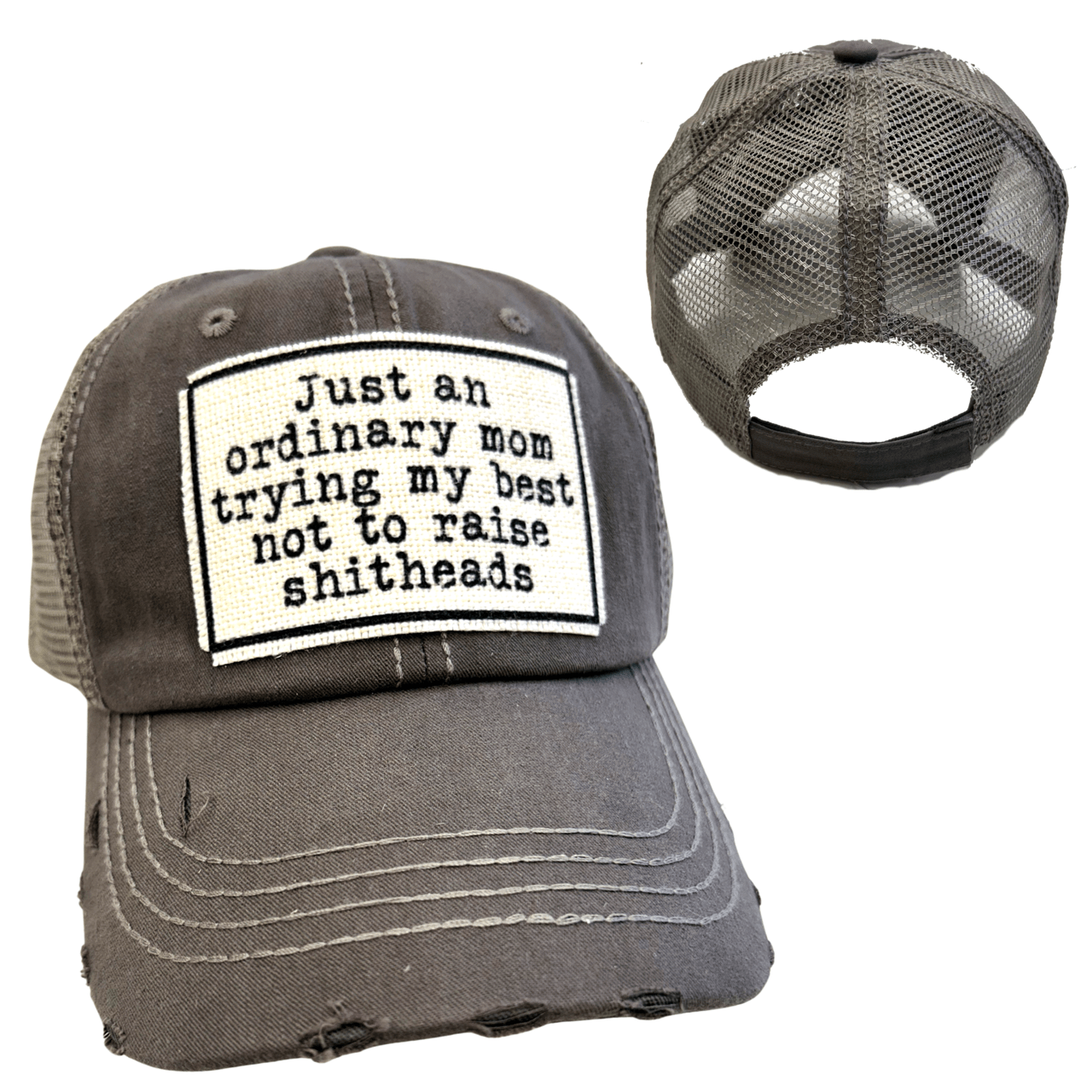 MOM TRYING NOT TO RAISE SHITHEADS | WOMAN'S HAT | DISTRESSED