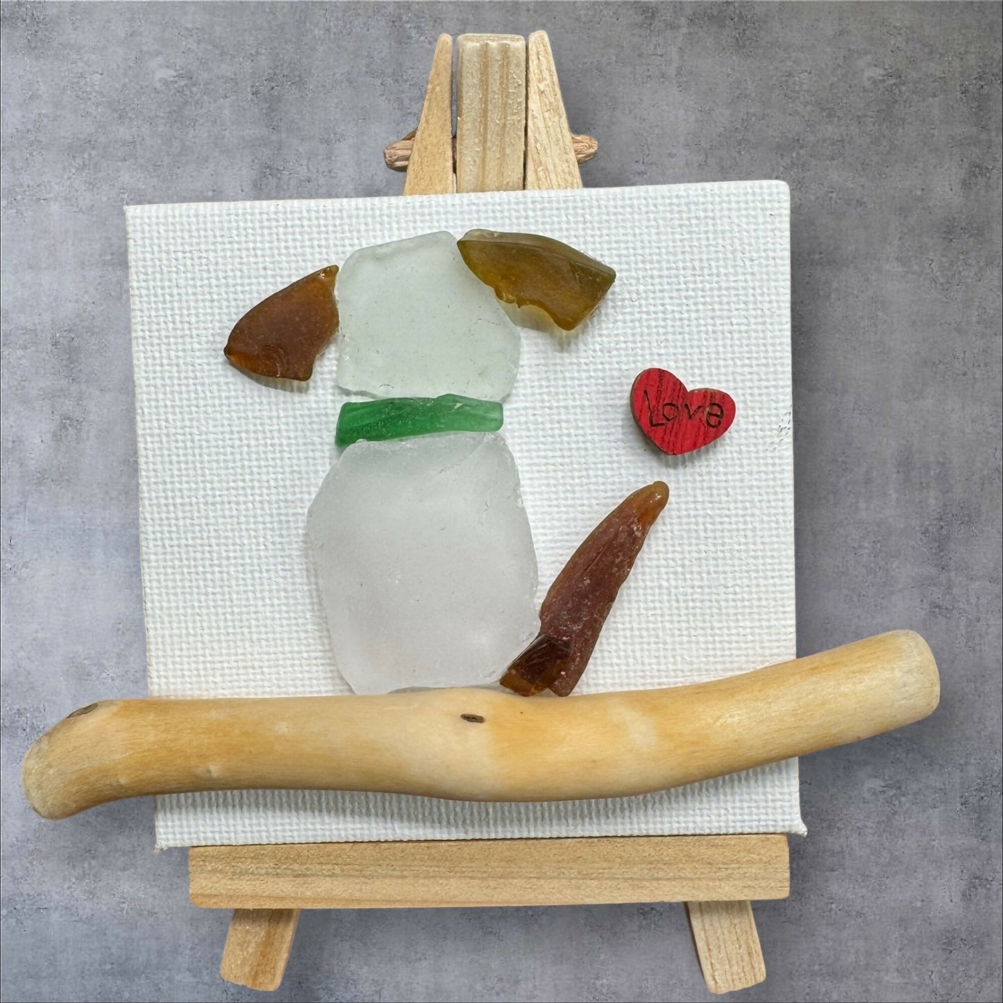 White Dog Red Love mini canvas