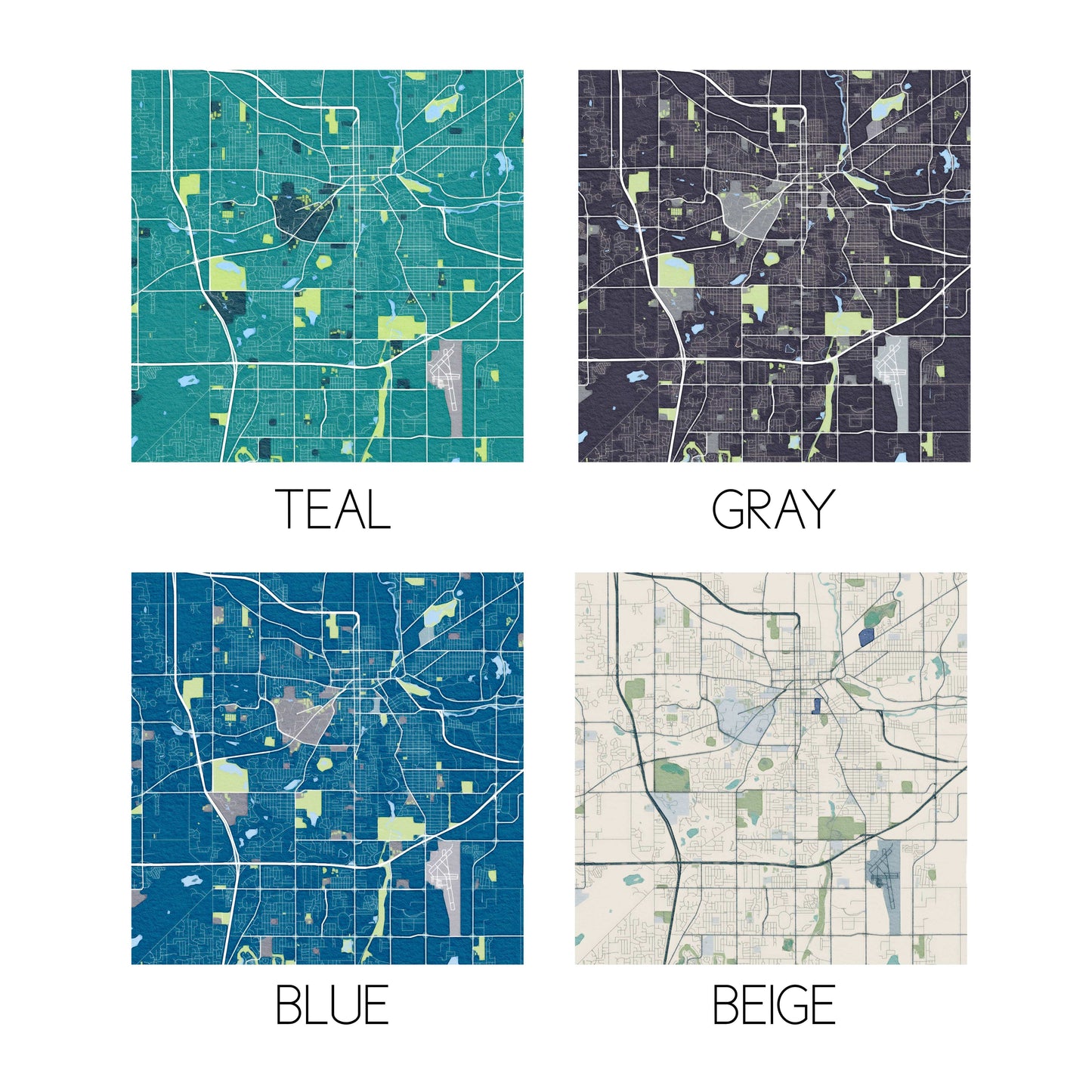 Watercolor City Map Tile Sign - Rectangle - Custom Order