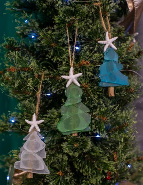 Mini Tree Seaglass Christmas Ornament