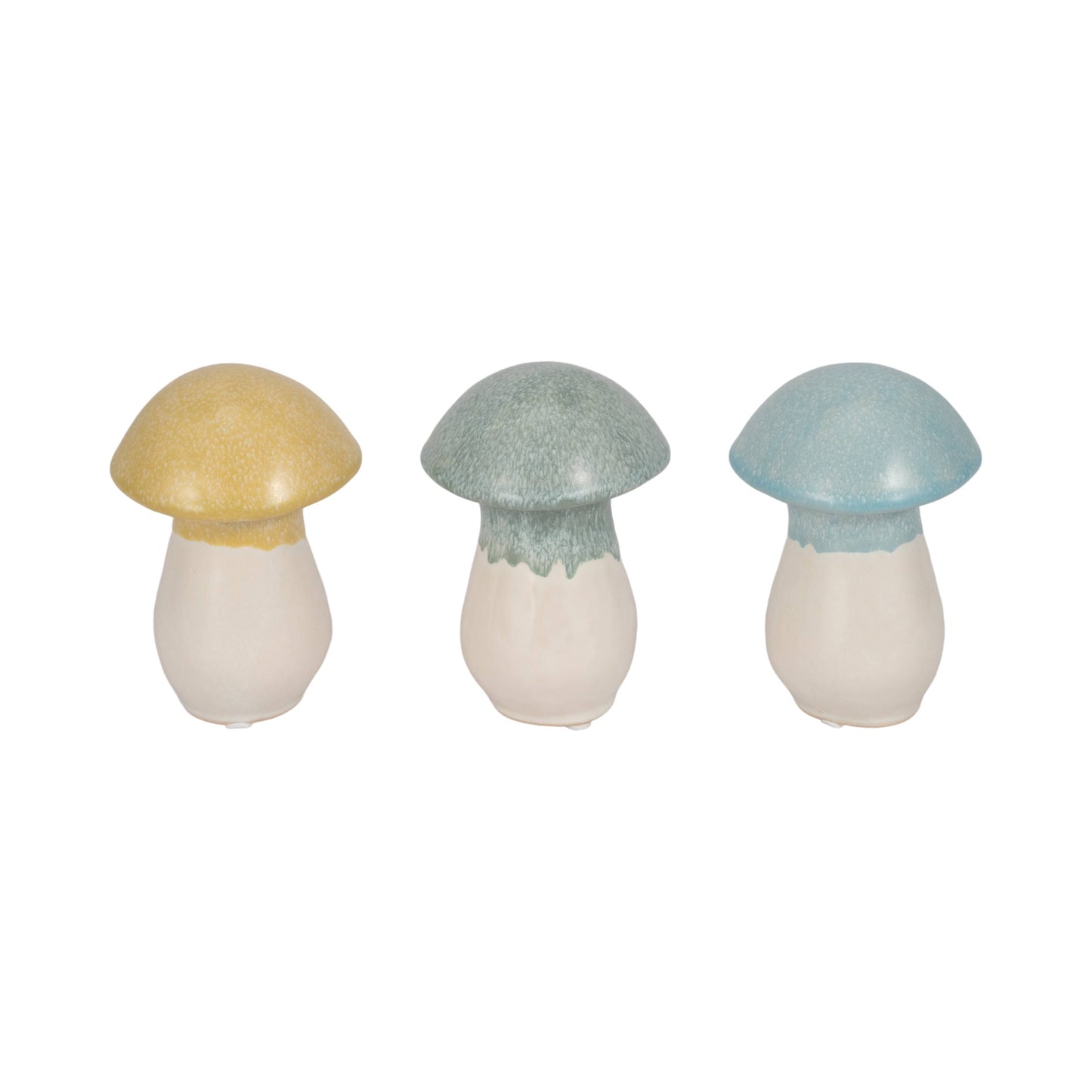 Figurines Set of 3 - Multi-Color Ceramic Top Mushroom, 6 in.