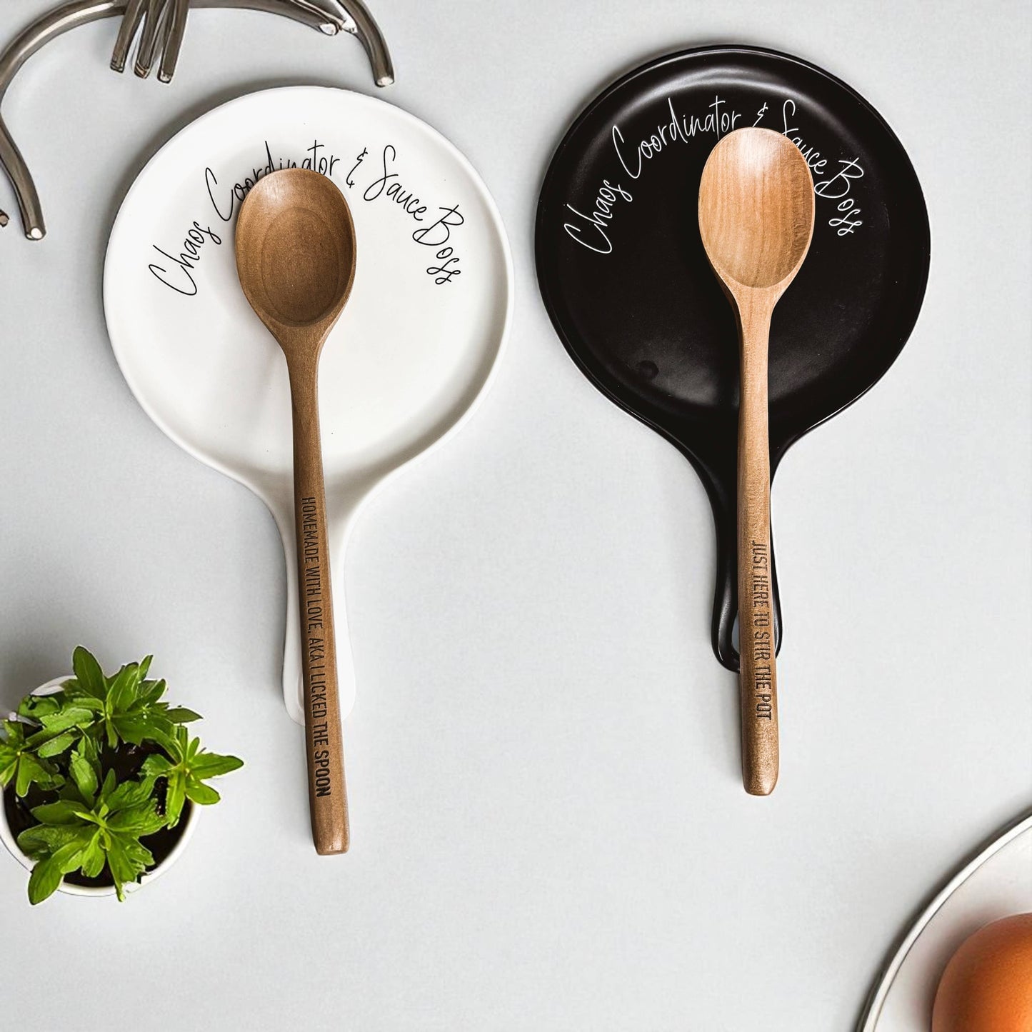 Spoon Rest Ceramic Funny, Modern Kitchen Foodie Decor & Gift