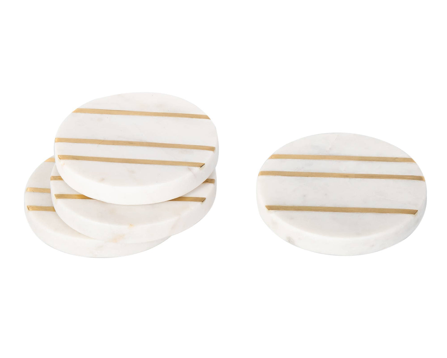 Round Marble Coasters with Inlay -Set of 4