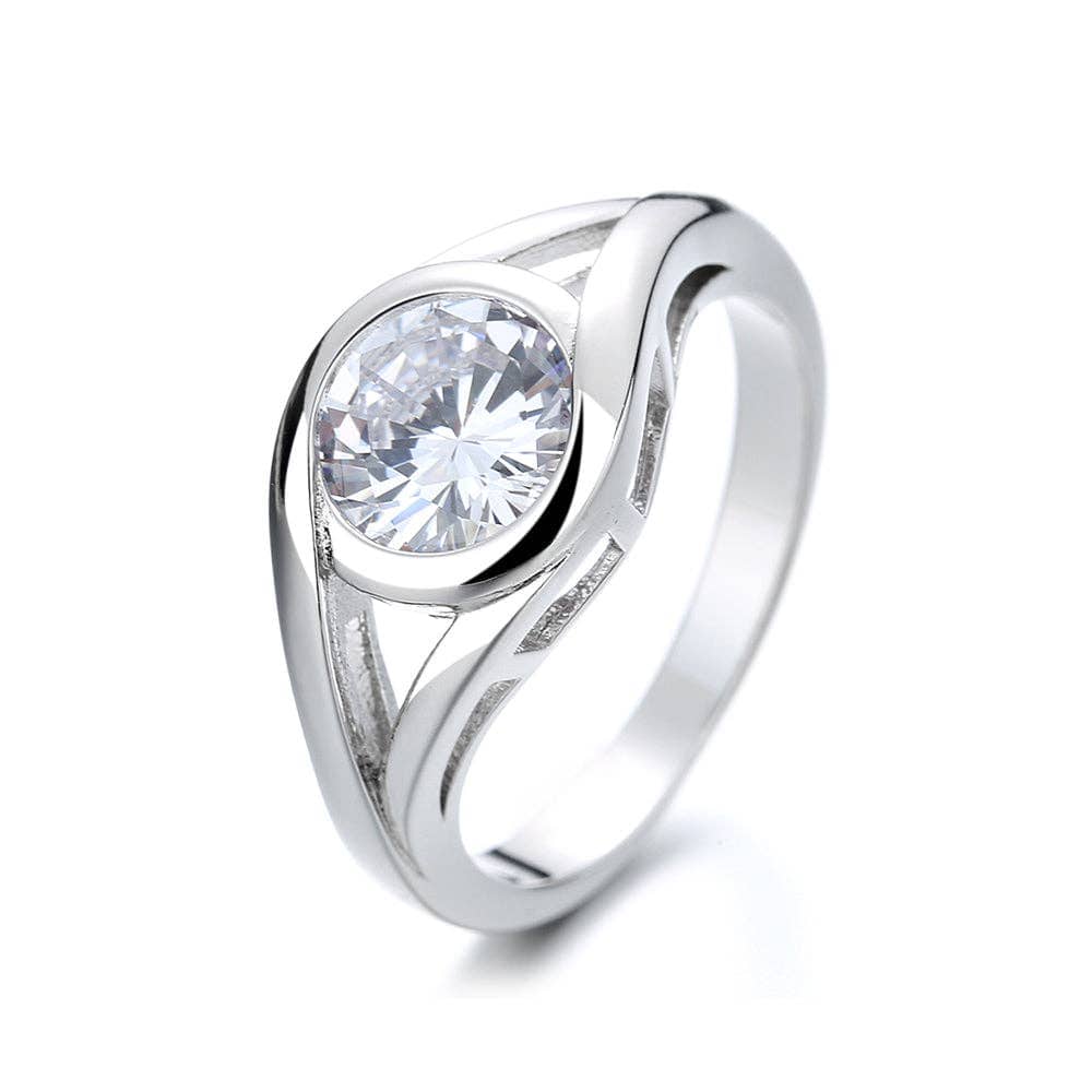 Sterling Silver Bezel Engagement Ring With Crystals from Swarovski