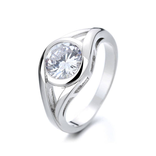 Sterling Silver Bezel Engagement Ring With Crystals from Swarovski