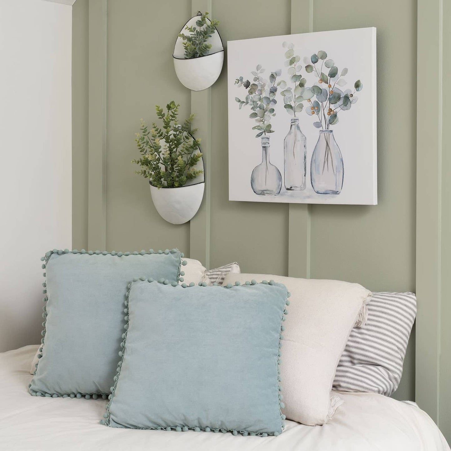 Glass Vases of Eucalyptus Canvas Print