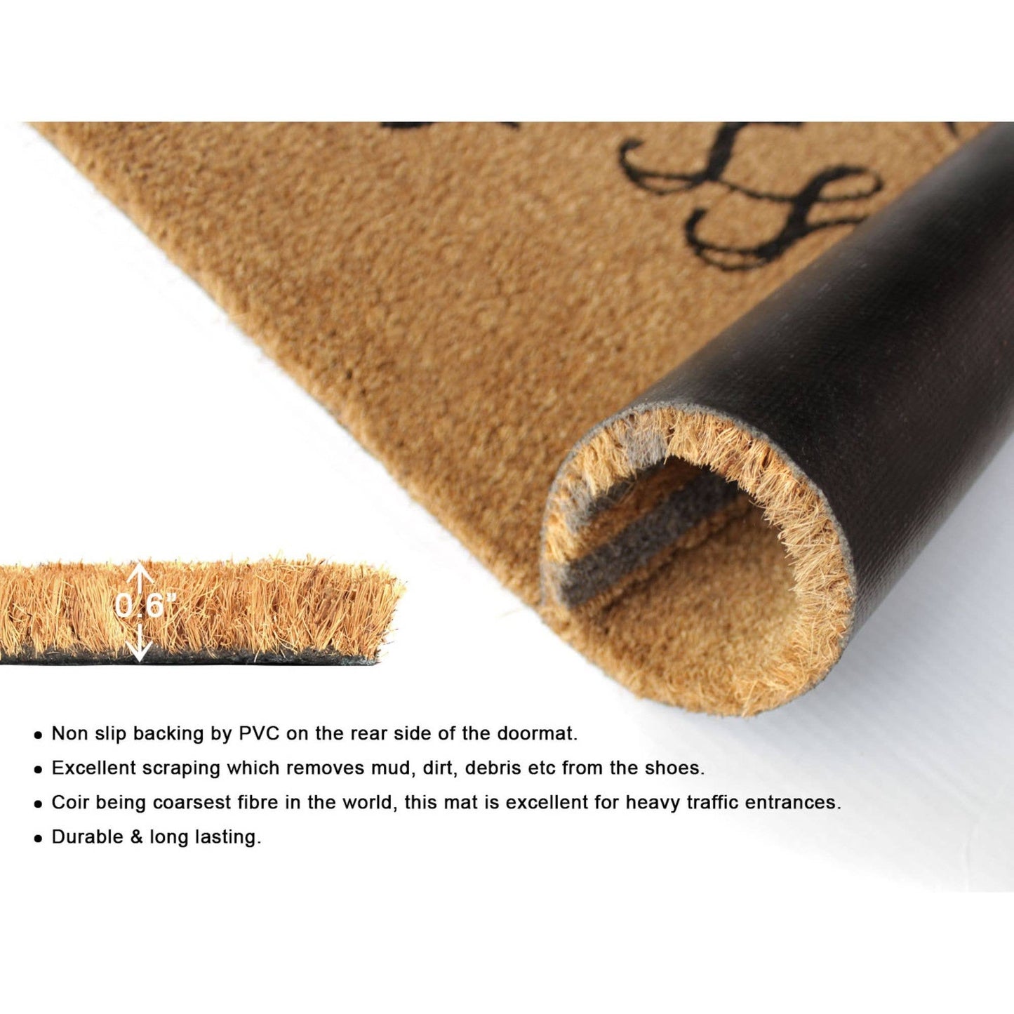 RugSmith Black Bless This Home and All Doormat, 18" x 48"
