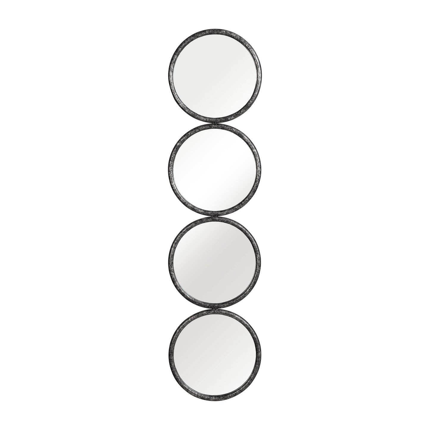 Wood Modern Four Circles Wall Mirror - Black, 48 in.