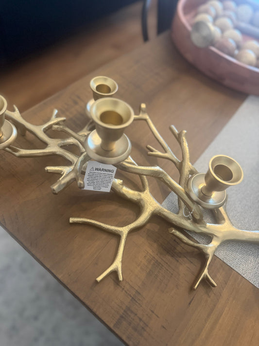 Gold branch candle holder