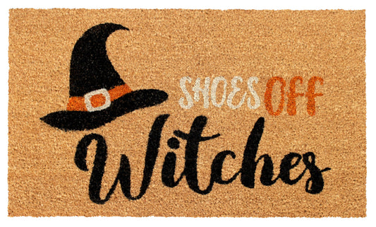 RugSmith Black Shoes off Witches Doormat, 18" x 30"