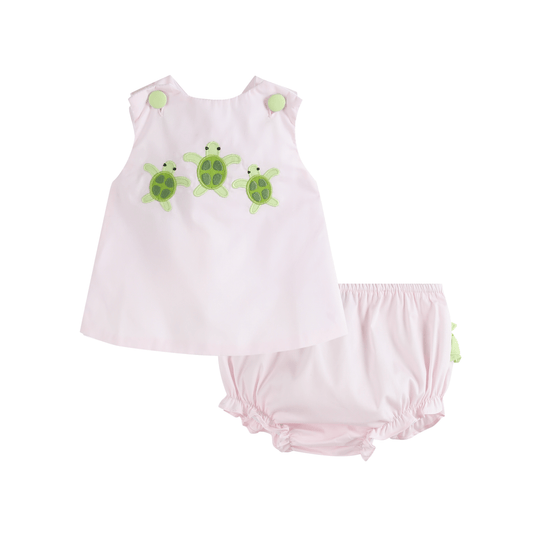 Pink Baby Turtles Crossback Top and Bloomer Set