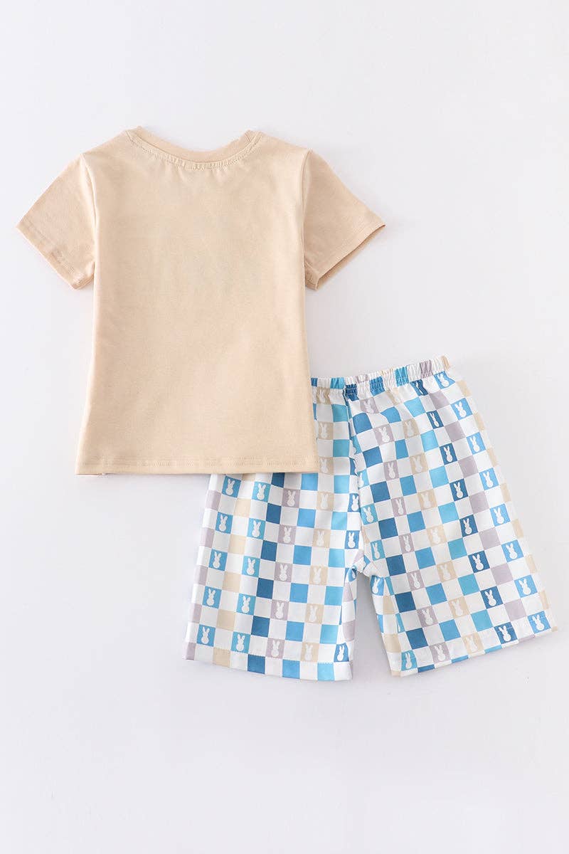 Beige Easter Rabbit Applique Boy Set