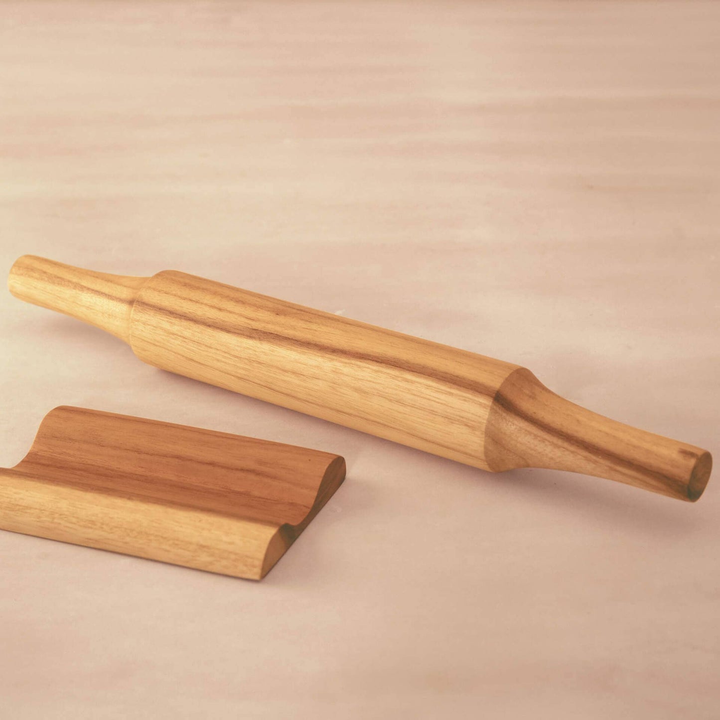 Teak Wood Belan with Stand Set