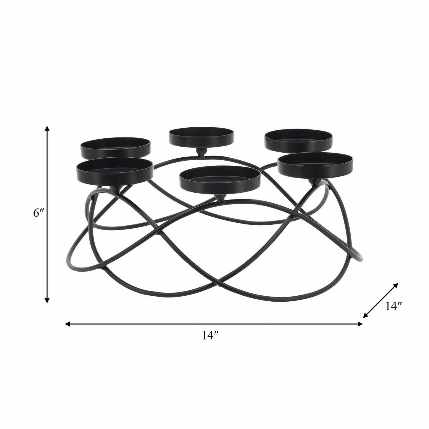 Metal Curved 6 Round Platforms Candle Holder - Black, 6 in.