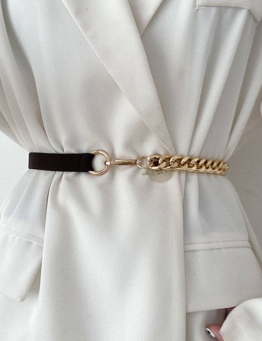 Chain Leather Splicing Simple Belt DPWB2838