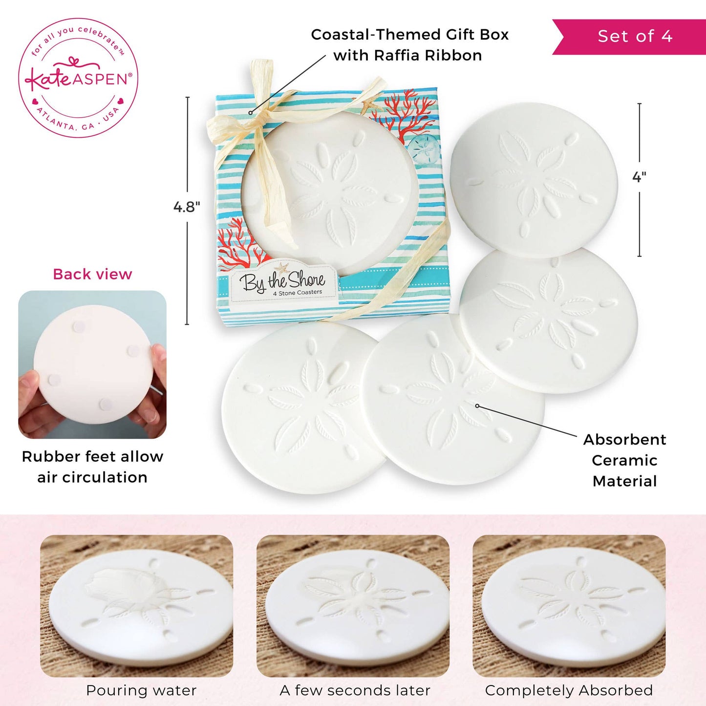 By the Shore Sand Dollar Drink Coaster Set of 4