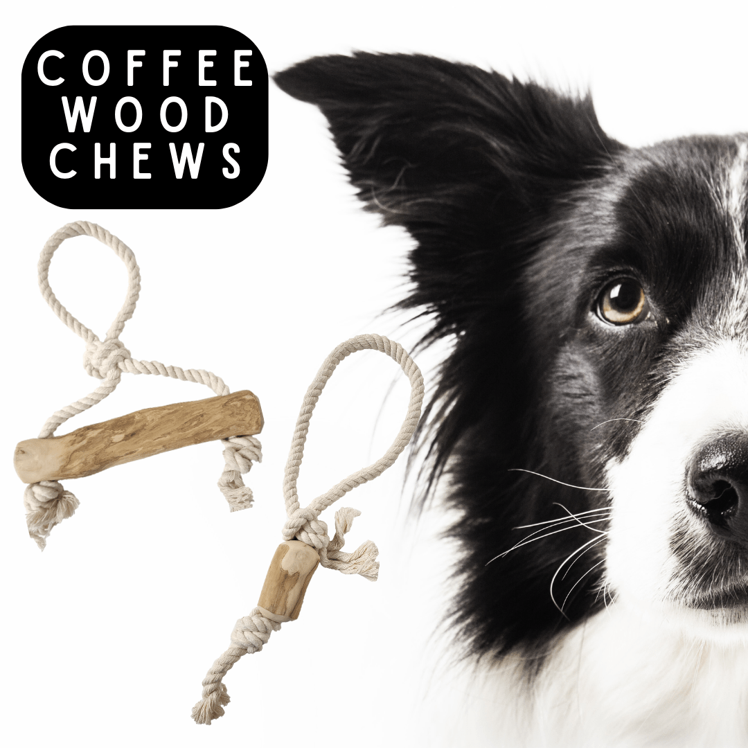COFFEE WOOD and ROPE tug and chews! Made with real, ecologic