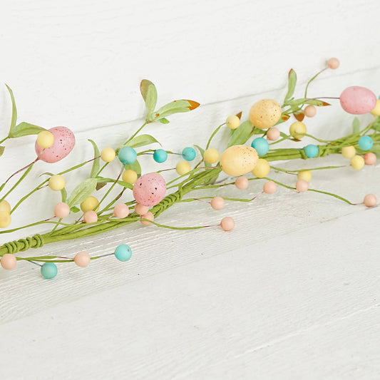 4ft Garland-Mix Pastel Eggs with Willow Leaves