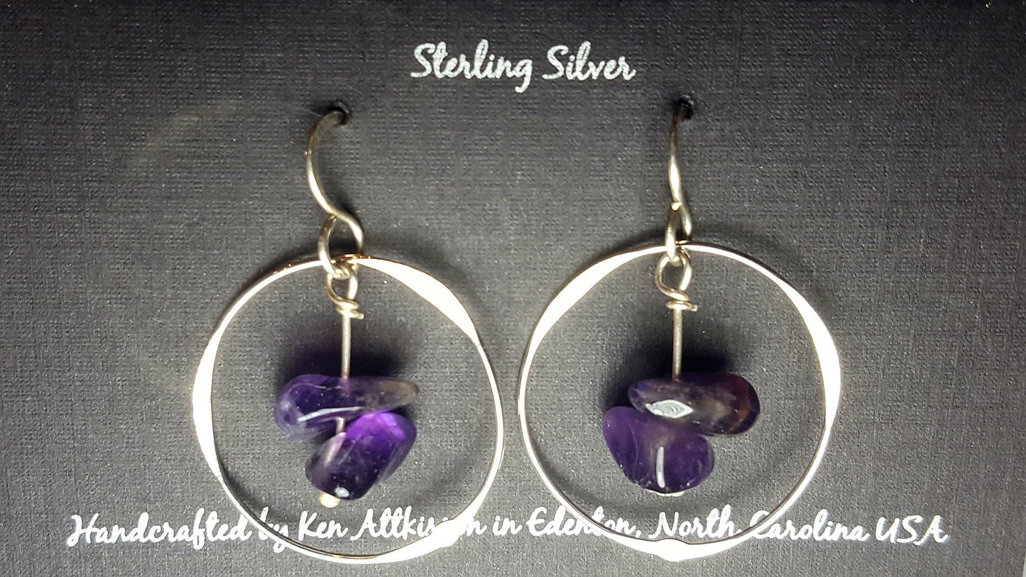Sterling Silver Earrings W/Amethyst