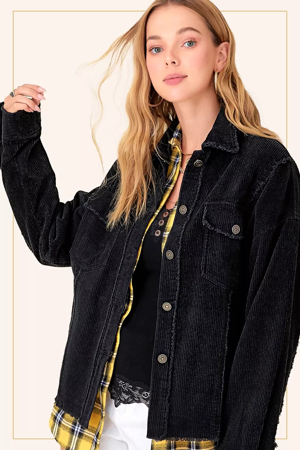 Corduroy Oversized Button Down Jacket
