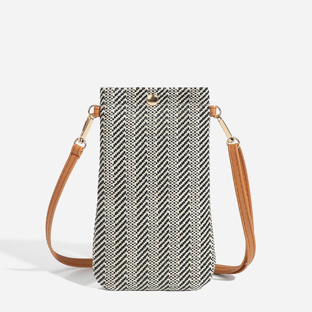 Straw Vertical Mobile Phone Bag And Coin Purse