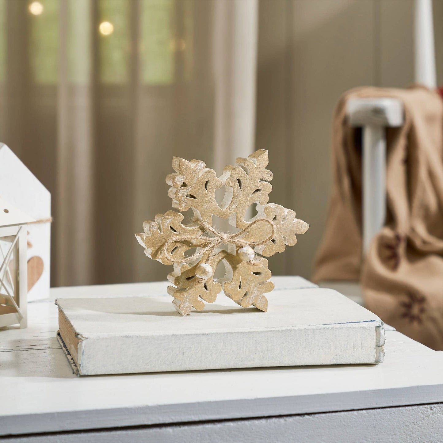 Gold Wood Snowflake 5.75x5.75x1