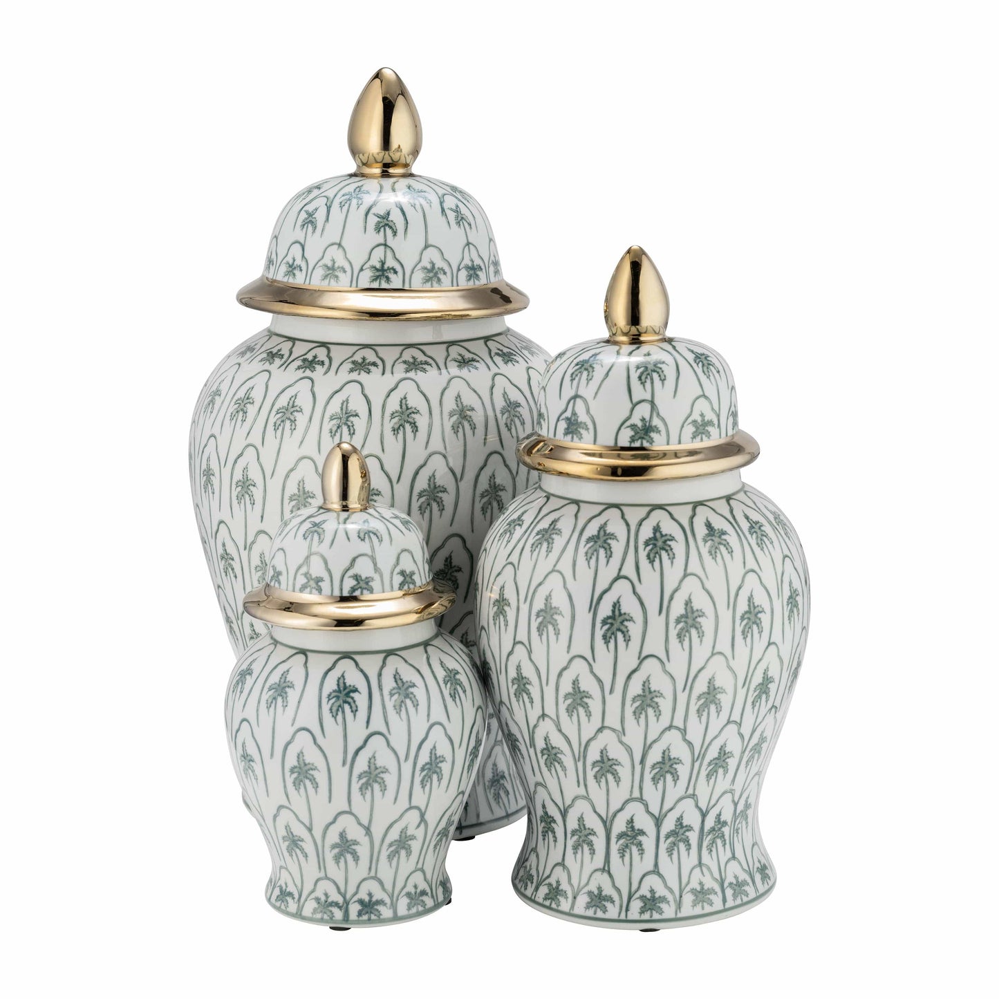 Ceramic Accents Lidded Decorative Ginger Jar - Green, 18 in.