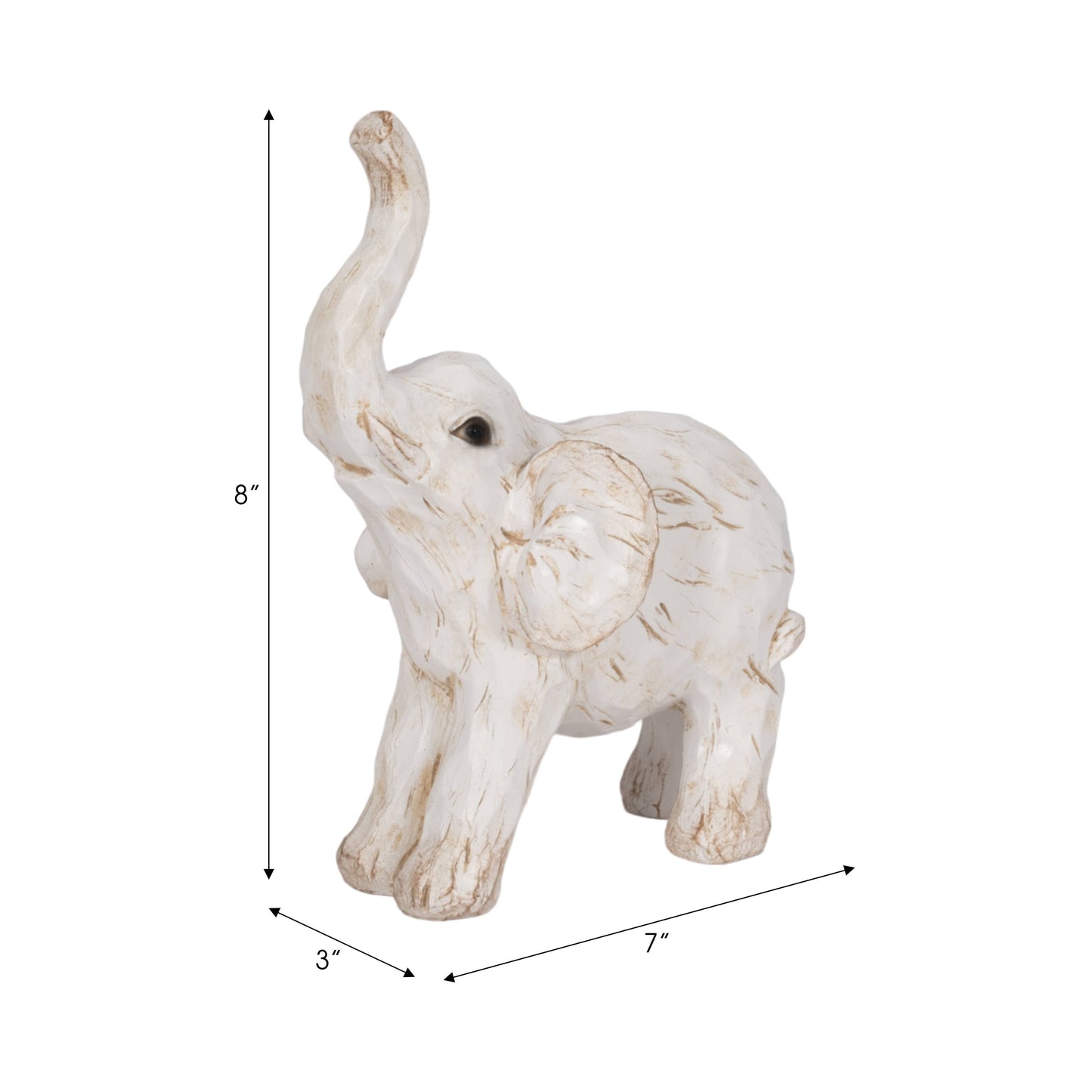 Resin Elephant Statue Decorative Sculpture - White, 8 in.