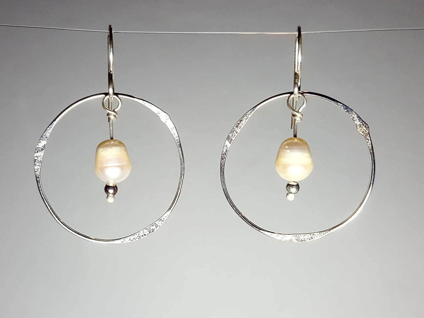 Sterling Silver Circle With Small White Pearls