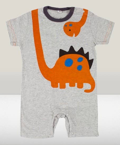 Grey Dinosaur Cotton Baby Romper