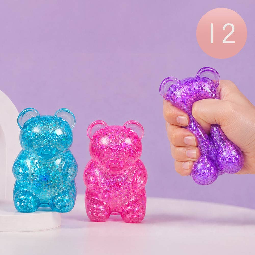 12PCS - Glittered Gummy Bear Squeeze Stress Relief Toy