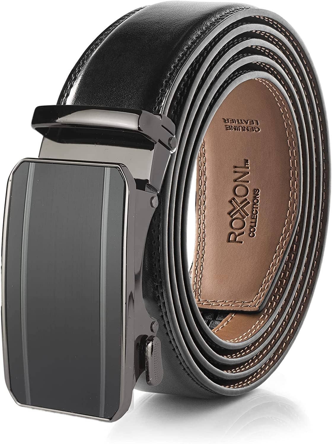 Men’s Genuine Leather Ratchet Belt with Automatic Buckle
