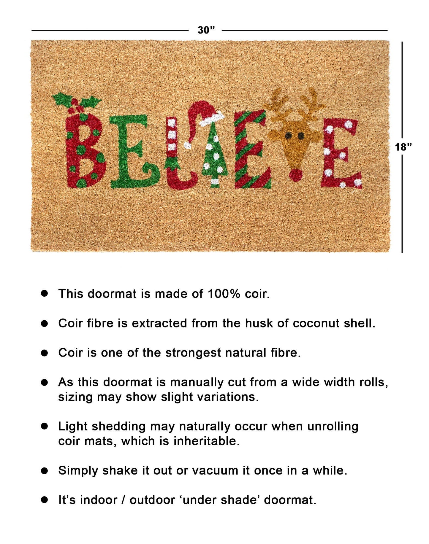 RugSmith Multi Machine Tufted Believe Doormat, 18" x 30"