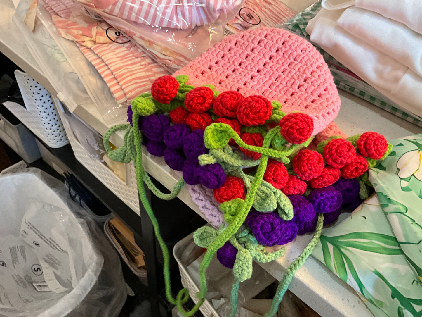 Knitted flower bag