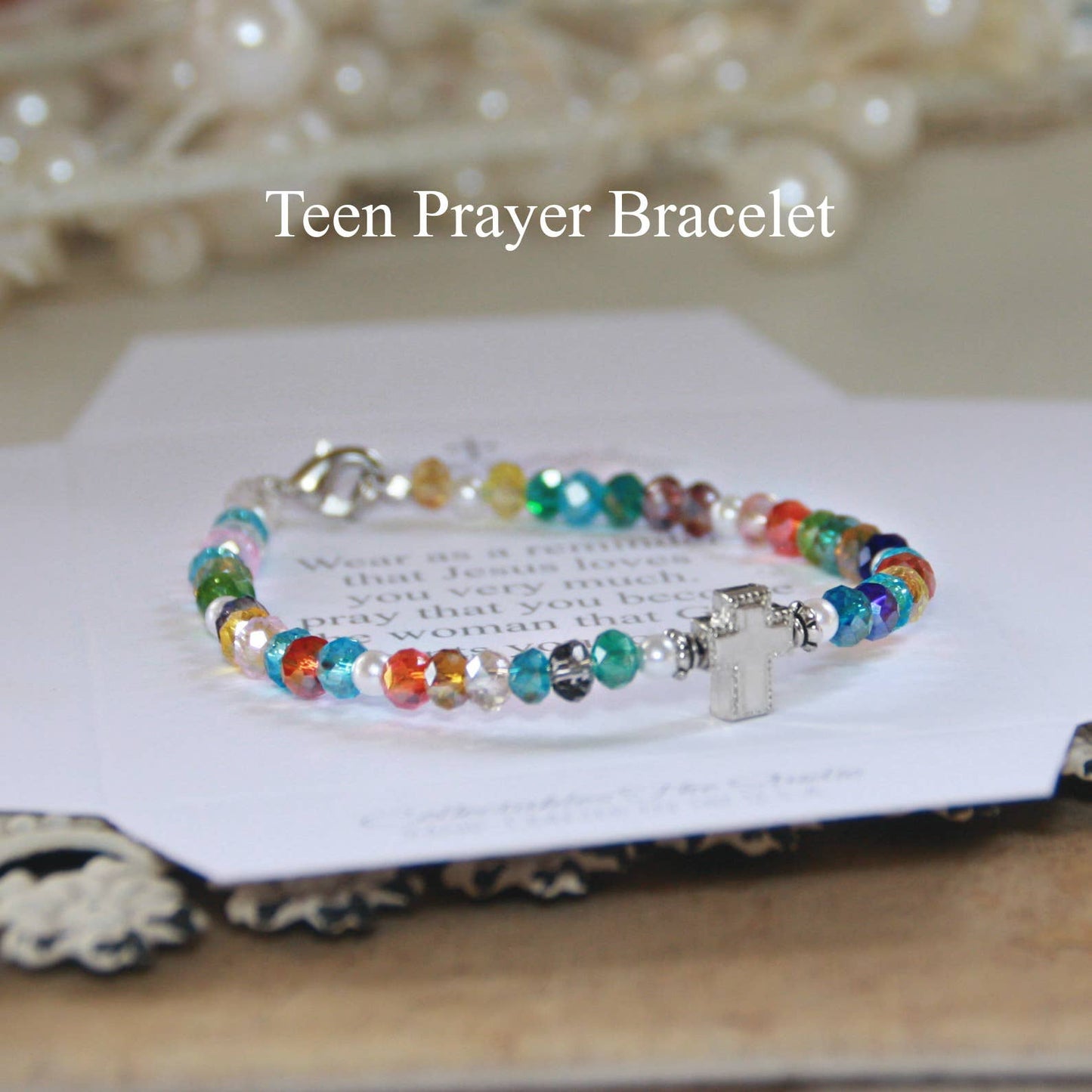Teen Prayer Bracelet - Multi Color Crystals