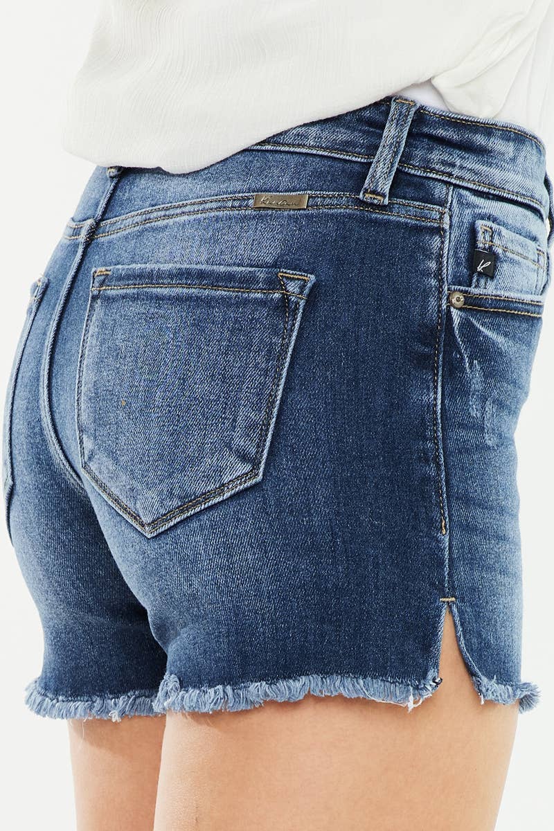 OPEN PACK HIGH RISE FRAYED HEM DENIM SHORTS-KC9212D