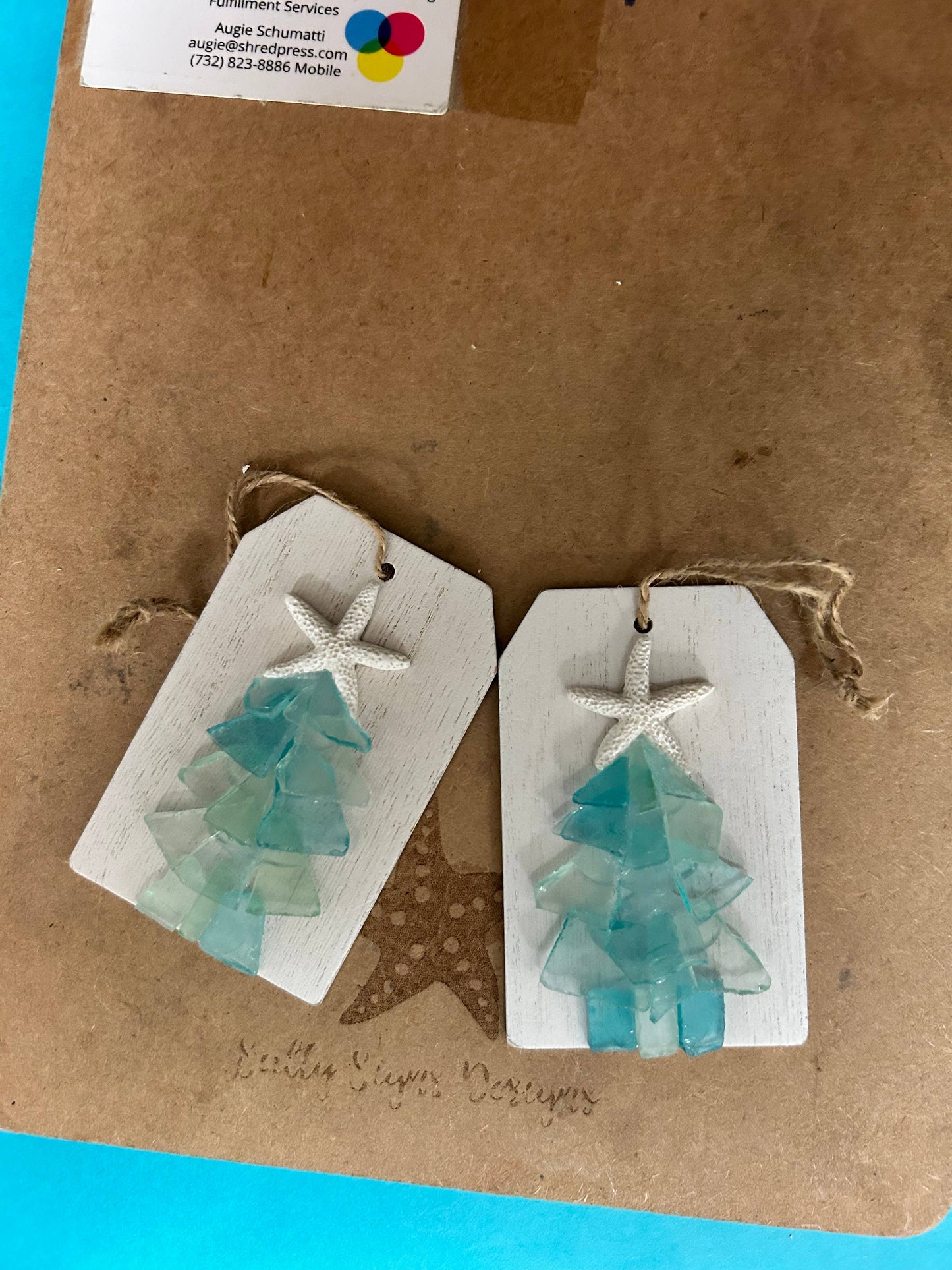 Plank Seaglass Tree Christmas Ornament/Gift Tag