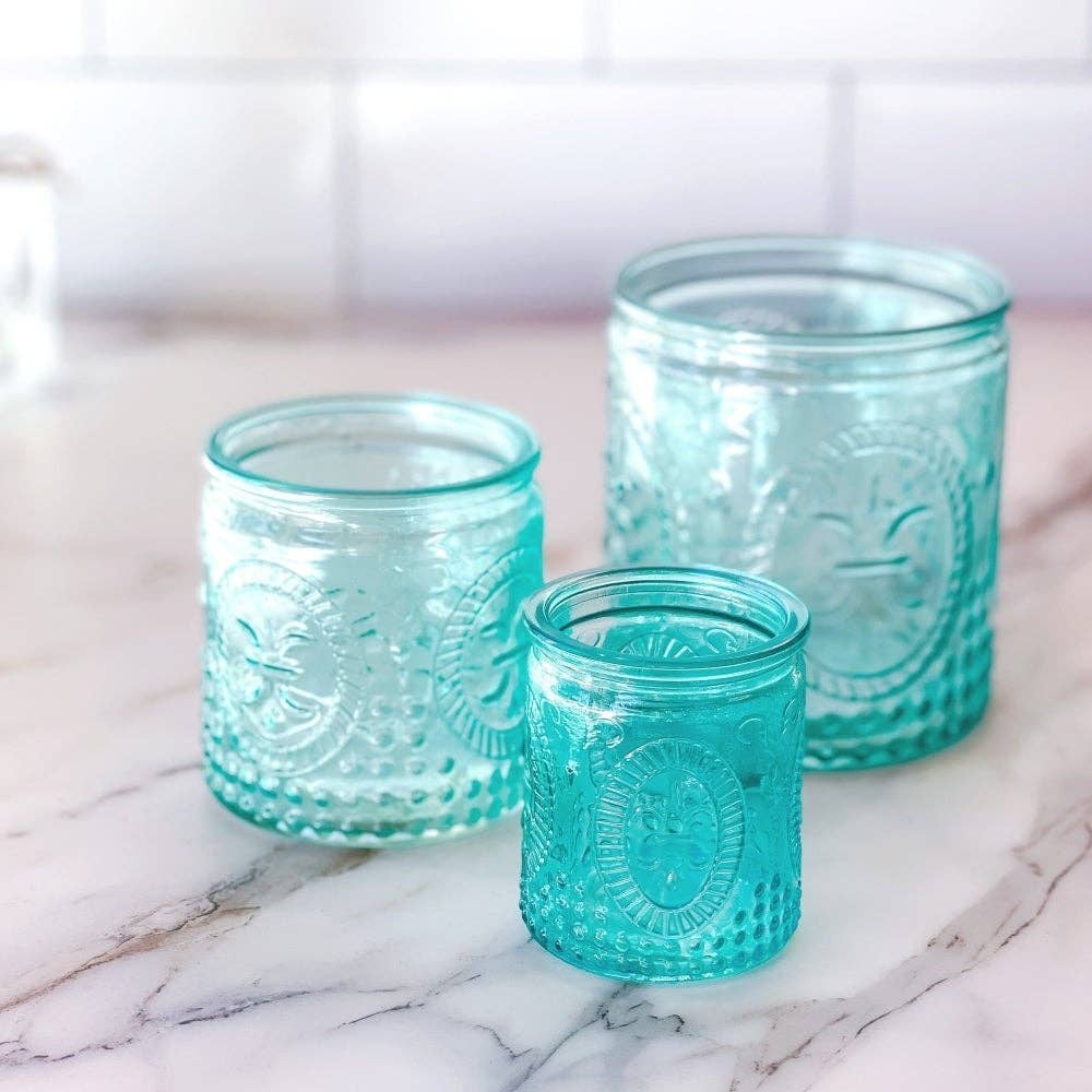Set of Nesting Vintage Blue Glass Tea Light Holder