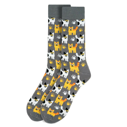 Mens Cat Socks Gray Kittens