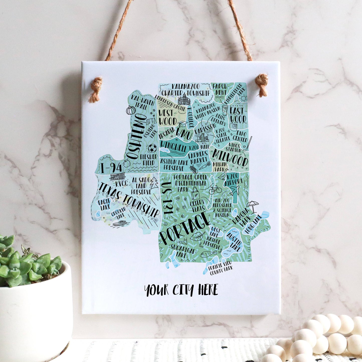 Hand Drawn Map Tile Sign -