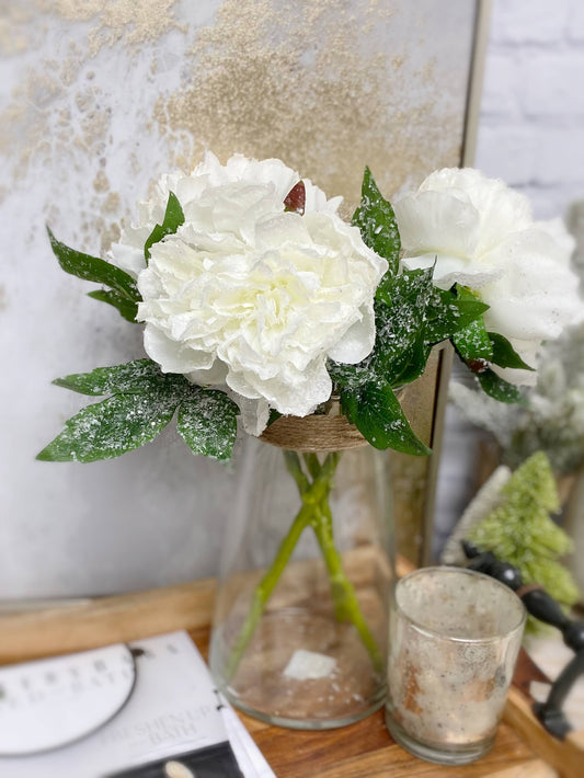 14" Snowy peony bloom-White Christmas Winter Wedding Flower