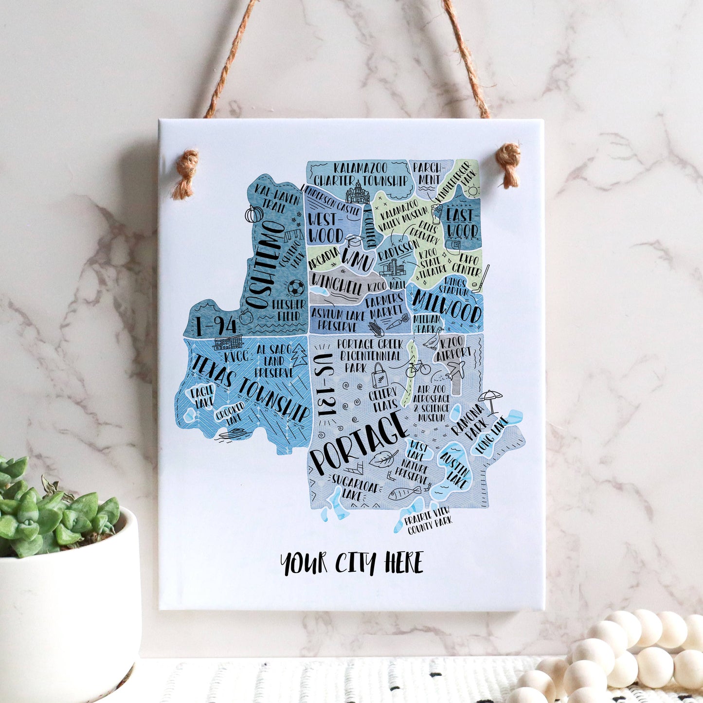 Hand Drawn Map Tile Sign -