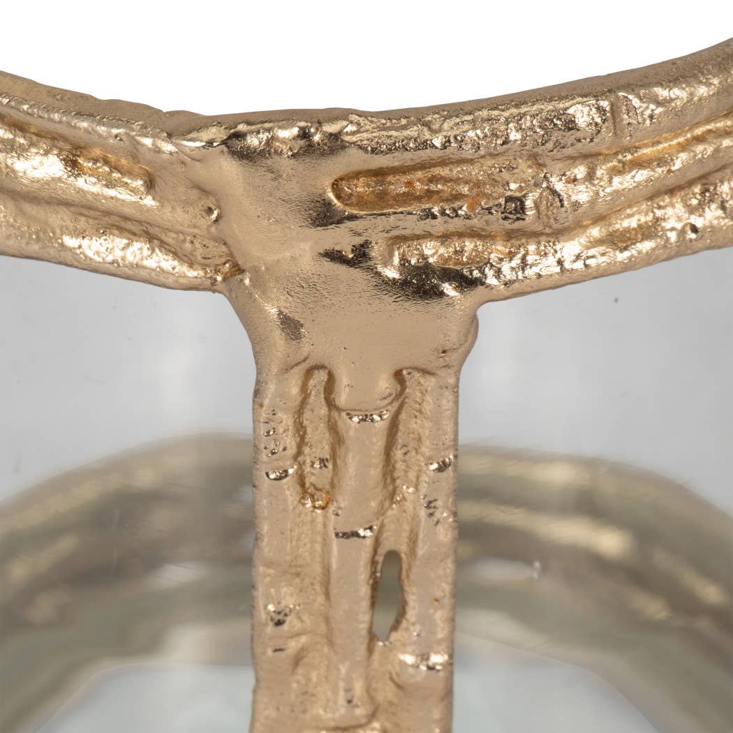Metal Glass Modern Hurricane Candle Holder - Gold, 6 in.