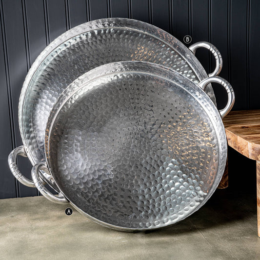 19" Scalloped Hammered Tray