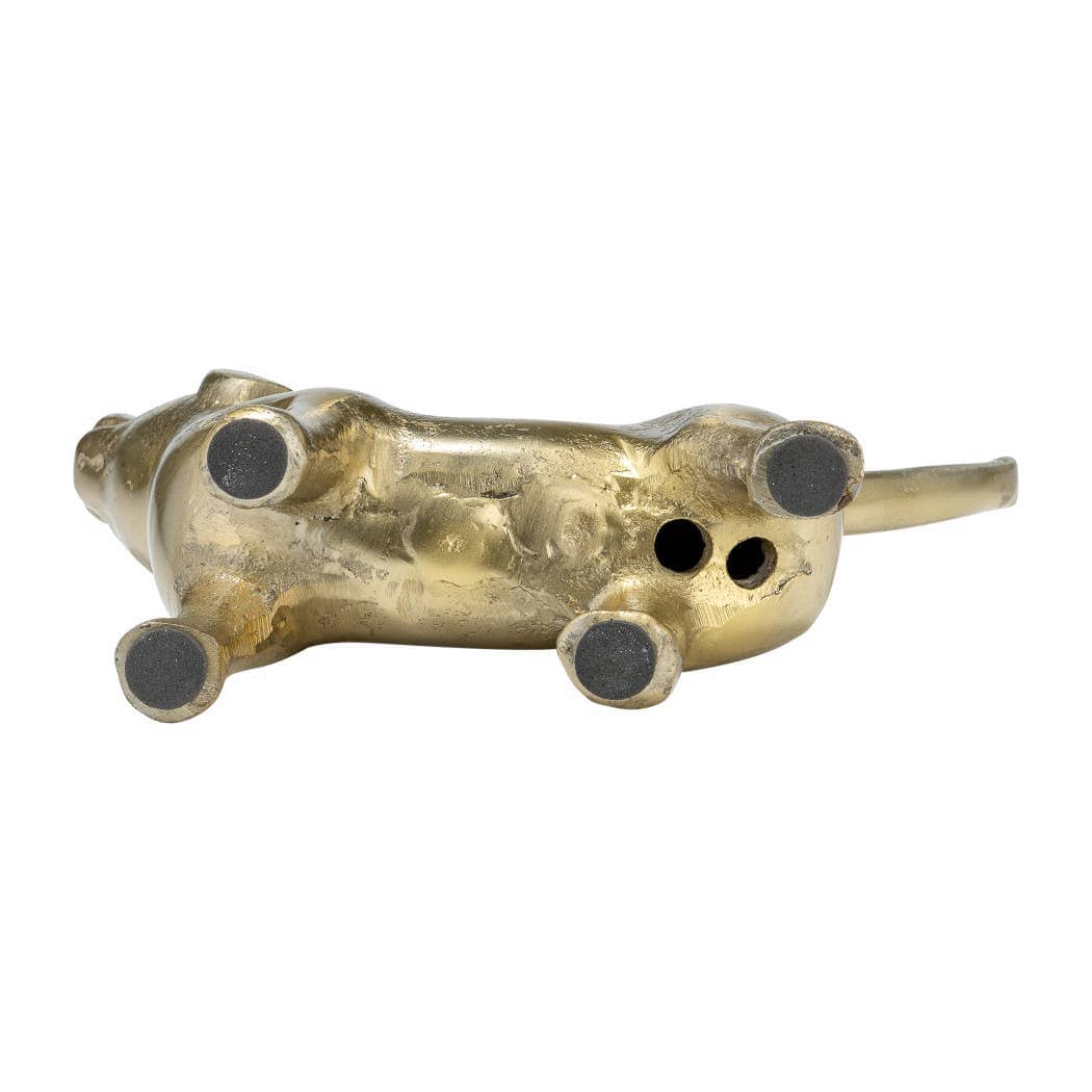 Metal Modern Howling Dog Decorative Figurine - Gold, 6 in.