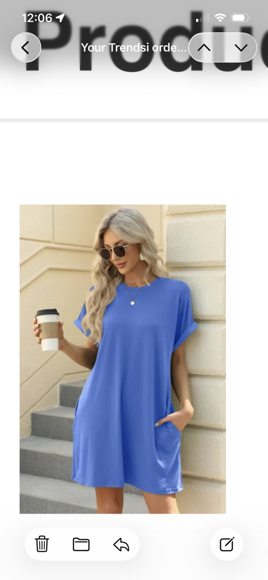Women’s Blue Casual Pocket Dress