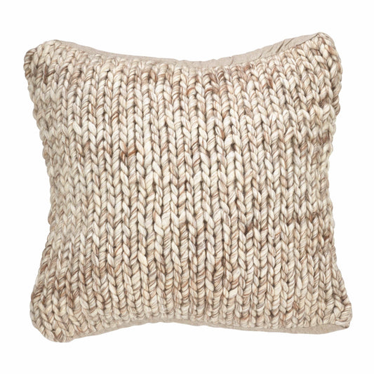 Hand Cable Knit Down Filled Wool Blend 18" Throw Pillow